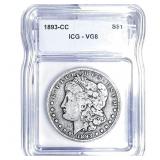 1893-CC Morgan Silver Dollar ICG VG8