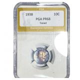 1938 Mercury Silver Dime PGA PR68 Toned