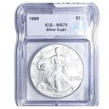 1999 Silver Eagle ICG MS70