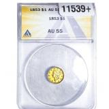 1853 Rare Gold Dollar ANACS AU55