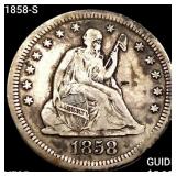 1858-S Seated Liberty Quarter LIGHTLY CIRCULATED