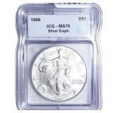 1999 Silver Eagle ICG MS70