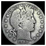 1902-S Silver Barber Half Dollar LIGHTLY  CIRCULA