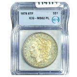 1878 8TF Morgan Silver Dollar ICG MS62 PL