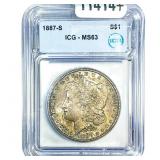 1887-S Morgan Silver Dollar ICG MS63