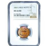 1864 Two Cent Piece NGC MS66 Large Motto