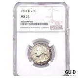 1947-D Washington Silver Quarter NGC MS66