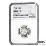 1941 Mercury Silver Dime NGC MS68+ FB