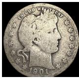 1901-O Silver Barber Quarter NICELY  CIRCULATED