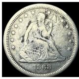1868-S Silver Seated Liberty Quarter LIGHTLY  CIR