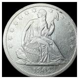 1862-S Silver Seated Liberty Half Dollar  NEARLY