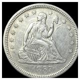 1857 Silver Seated Liberty Quarter  UNCIRCULATED