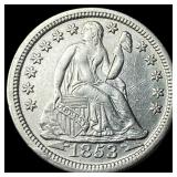 1853 Arrows Seated Liberty Silver Dime  CLOSELY U