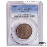1855 Braided Hair Large Cent PCGS MS62 BN Slant 55