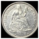 1873 Arrows Seated Liberty Silver Dime  CLOSELY U