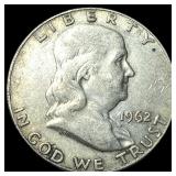 1962-D Silver Half Dollar Franklin CLOSELY UNCIRCU