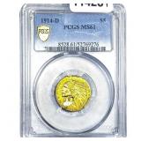 1914-D $5 Gold Half Eagle PCGS MS61