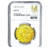1877-CC $20 Gold Double Eagle NGC AU53