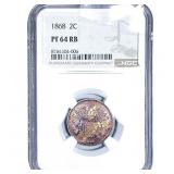1868 Two Cent Piece NGC PF64 RB