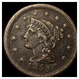 1853 Braided Hair Large Cent NEARLY UNCIRCULATED