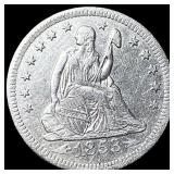 1853-O Arrows/Rays Silver Seated Liberty  Quarter