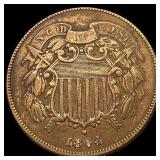 1864 Two-Cent Piece NEARLY UNCIRCULATED