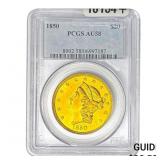 1850 $20 Gold Double Eagle PCGS AU58