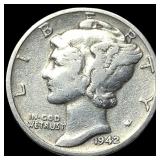 1942/1-D Silver Mercury Dime LIGHTLY  CIRCULATED