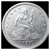 1860-O Silver Seated Liberty Quarter CLOSELY  UNC