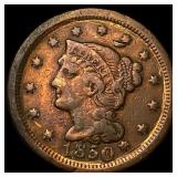 1850 Braided Hair Large Cent NEARLY UNCIRCULATED