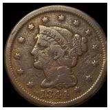 1844 Braided Hair Large Cent CLOSELY  UNCIRCULATE