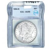 1894-S Morgan Silver Dollar ICG AU55