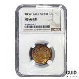 1864 Two Cent Piece NGC MS66 RB Large Motto