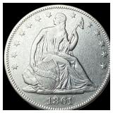 1861 Silver Seated Liberty Half Dollar NEARLY  UN