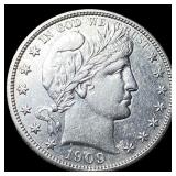 1909 Silver Barber Half Dollar CLOSELY  UNCIRCULA