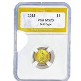 2013 Gold $5 American Eagle 1/10oz PGA MS70