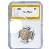 1874 Shield Nickel PGA MS63