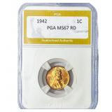 1942 Wheat Cent PGA MS67 RD