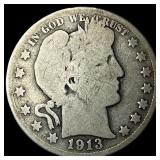 1913 Silver Barber Half Dollar NICELY  CIRCULATED