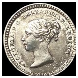 1842 England Silver 1 1/2 Pence