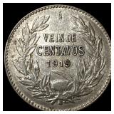 1919 Chile Silver 20 Centavos KM 151.3