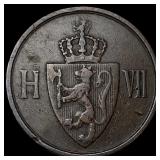 1907 Norway 2 Bronze Ore
