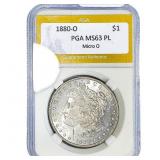 1880-O Morgan Silver Dollar PGA MS63 PL Micro O