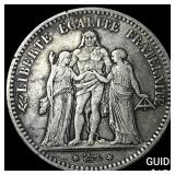 1849BB France Silver 5 Francs