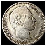 1891 Denmark Silver 25 Ore