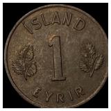 1953 Iceland Bronze 1 Eyrir
