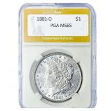 1881-O Morgan Silver Dollar PGA MS65