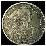 1947 French Indo-China Copper-Nickel 1 Piastre
