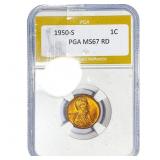 1950-S Wheat Cent PGA MS67 RD