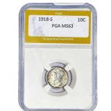 1918-S Mercury Silver Dime PGA MS63